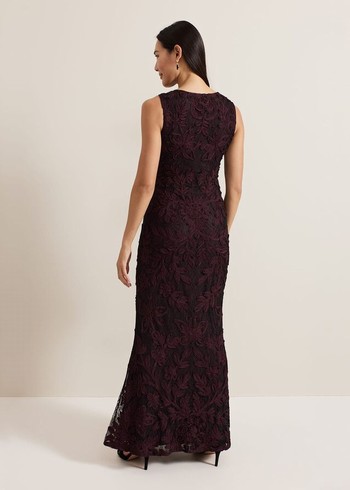 Phase Eight Montee Burgundy Tapework Dress Burgundy USA | 5137049-FH